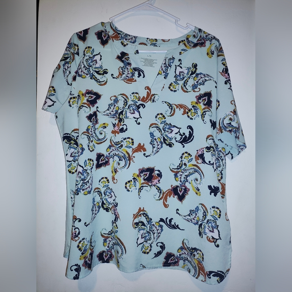 Van Heusen Blue and Brown Floral Blouse